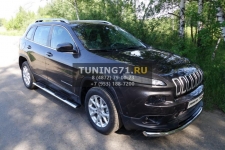 Пороги овальные с накладкой 120х60 мм Jeep Cherokee 2014 (Sport, Longitude, Limited)